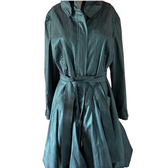 NWT Samuel Dong trench coat bubble dress iridescent XL women - Picture 4 of 12